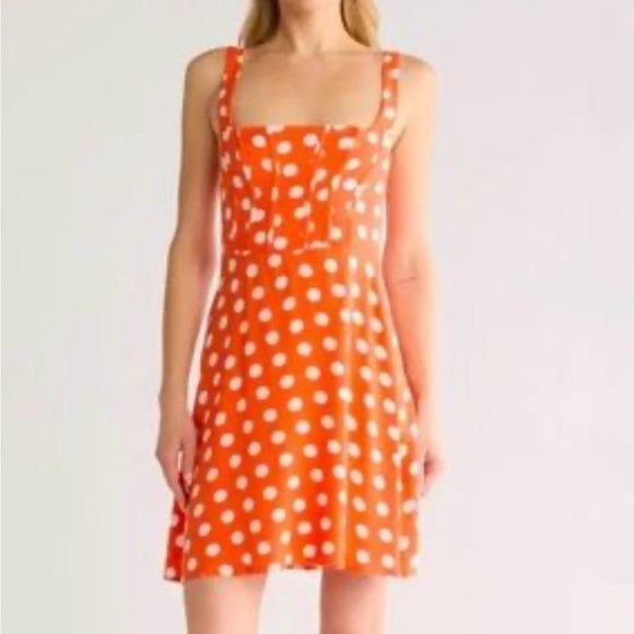 NWT AFRM  POLKA DOT CORSET MINIDRESS IN ORANGE - Picture 1 of 10